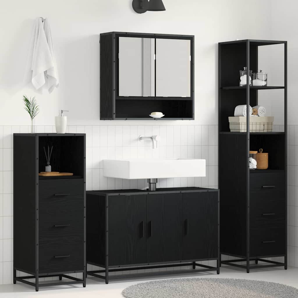 Badezimmermöbel-Set mit Schubladen 3 pcs Altholz Holzwerkstoff