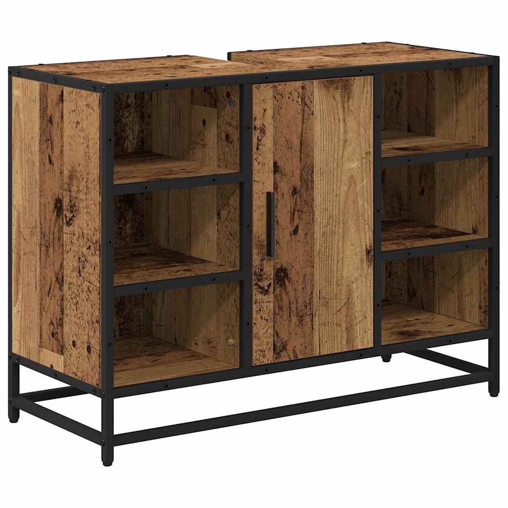Badezimmermöbel-Set mit Regal 2 pcs Altholz Holzwerkstoff
