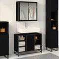 Badezimmermöbel-Set 2 pcs Schwarz Eichen-Optik Holzwerkstoff