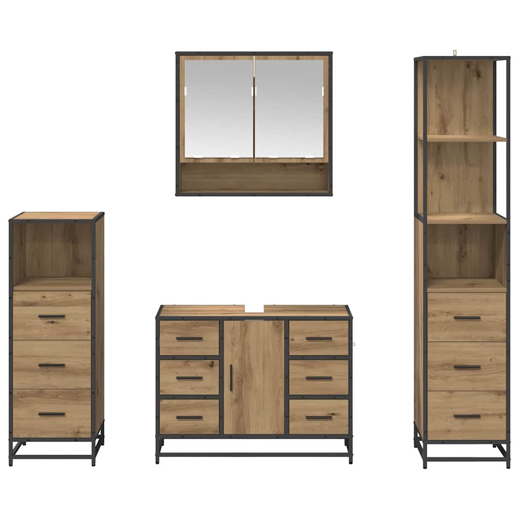Badezimmermöbel-Set mit Regal 4 pcs Artisan-Eiche Holzwerkstoff