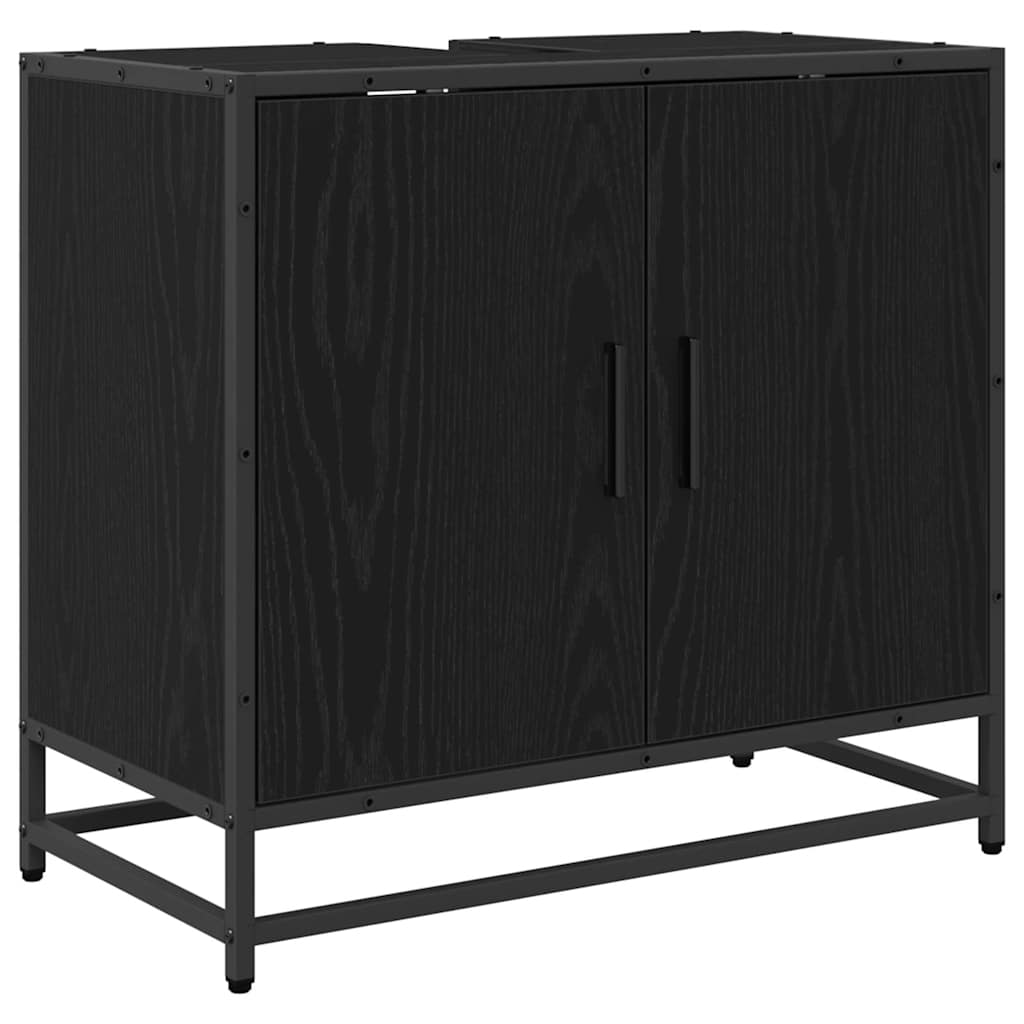 Badezimmermöbel-Set 2 pcs Schwarz Eichen-Optik Holzwerkstoff