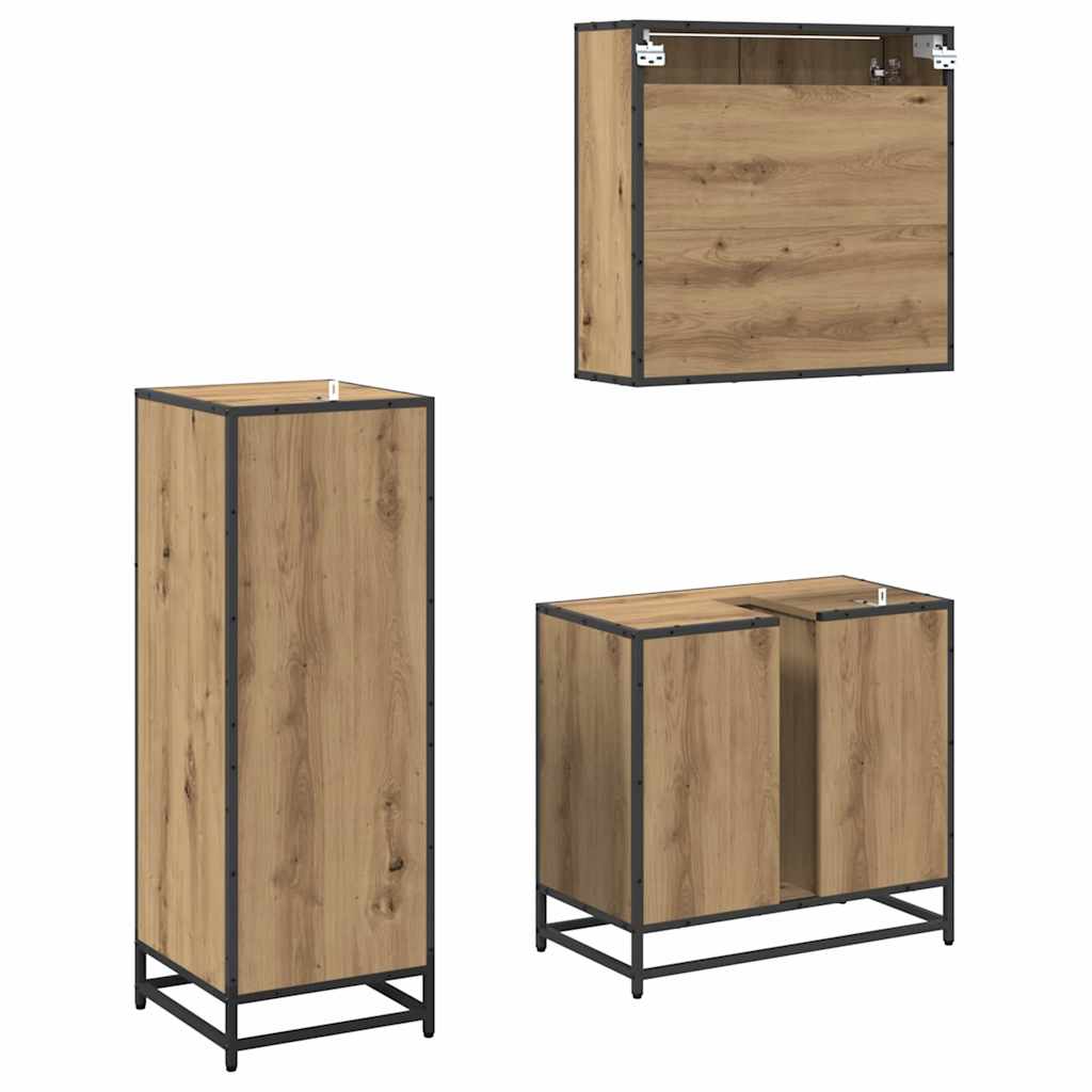 Badezimmermöbel-Set mit Regal 3 pcs Artisan-Eiche Holzwerkstoff