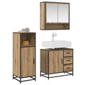 Badezimmermöbel-Set mit Regal 3 pcs Artisan-Eiche Holzwerkstoff