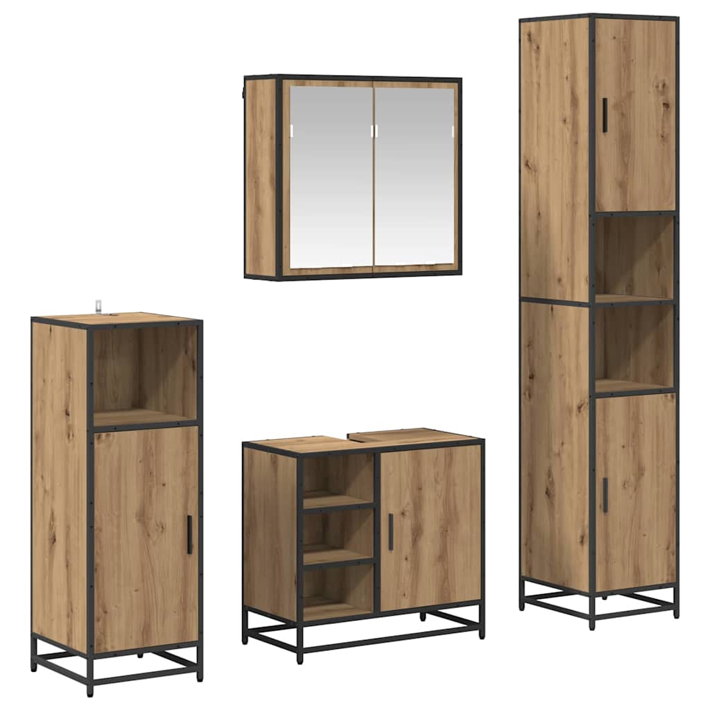 Badezimmermöbel-Set mit Regal 4 pcs Artisan-Eiche Holzwerkstoff