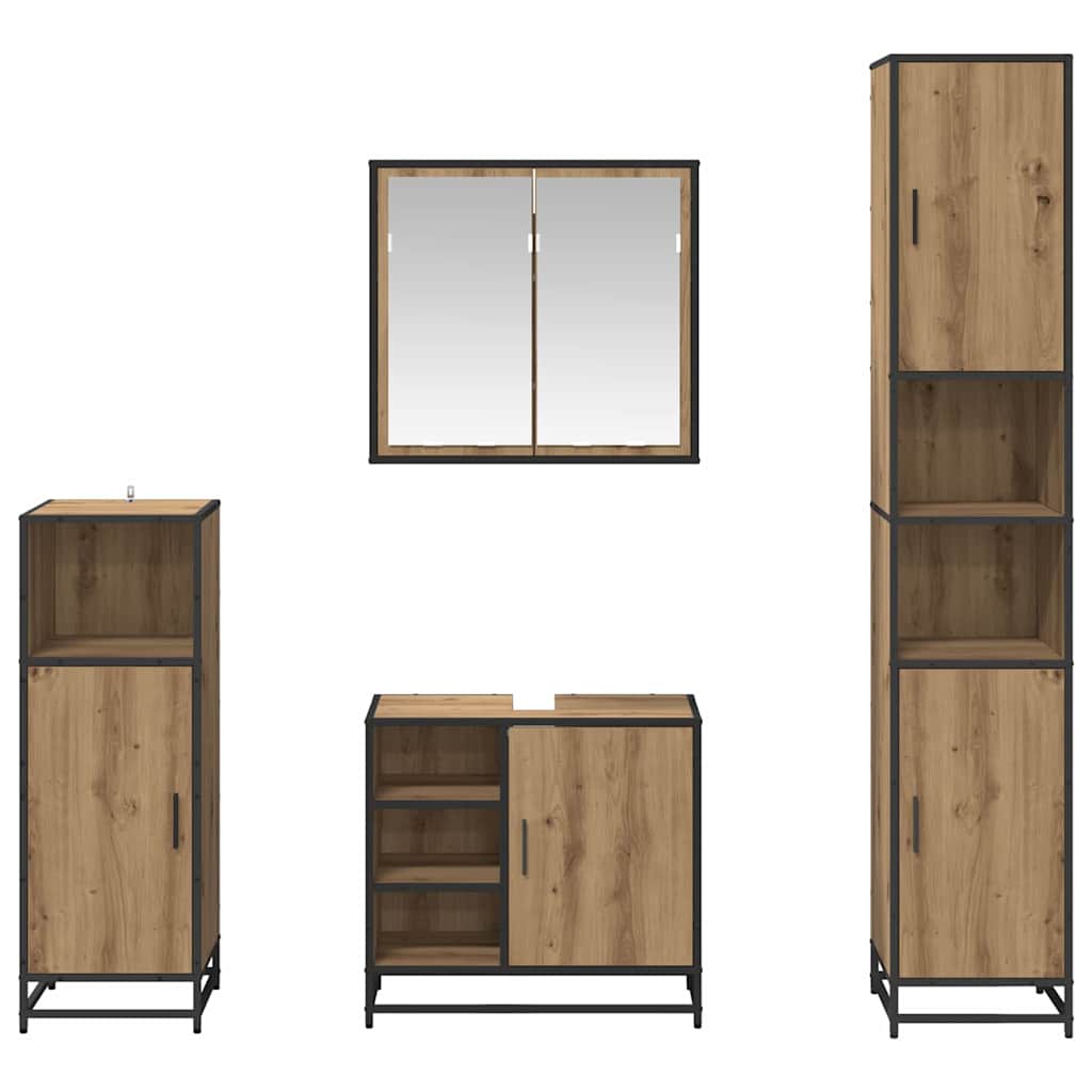 Badezimmermöbel-Set mit Regal 4 pcs Artisan-Eiche Holzwerkstoff