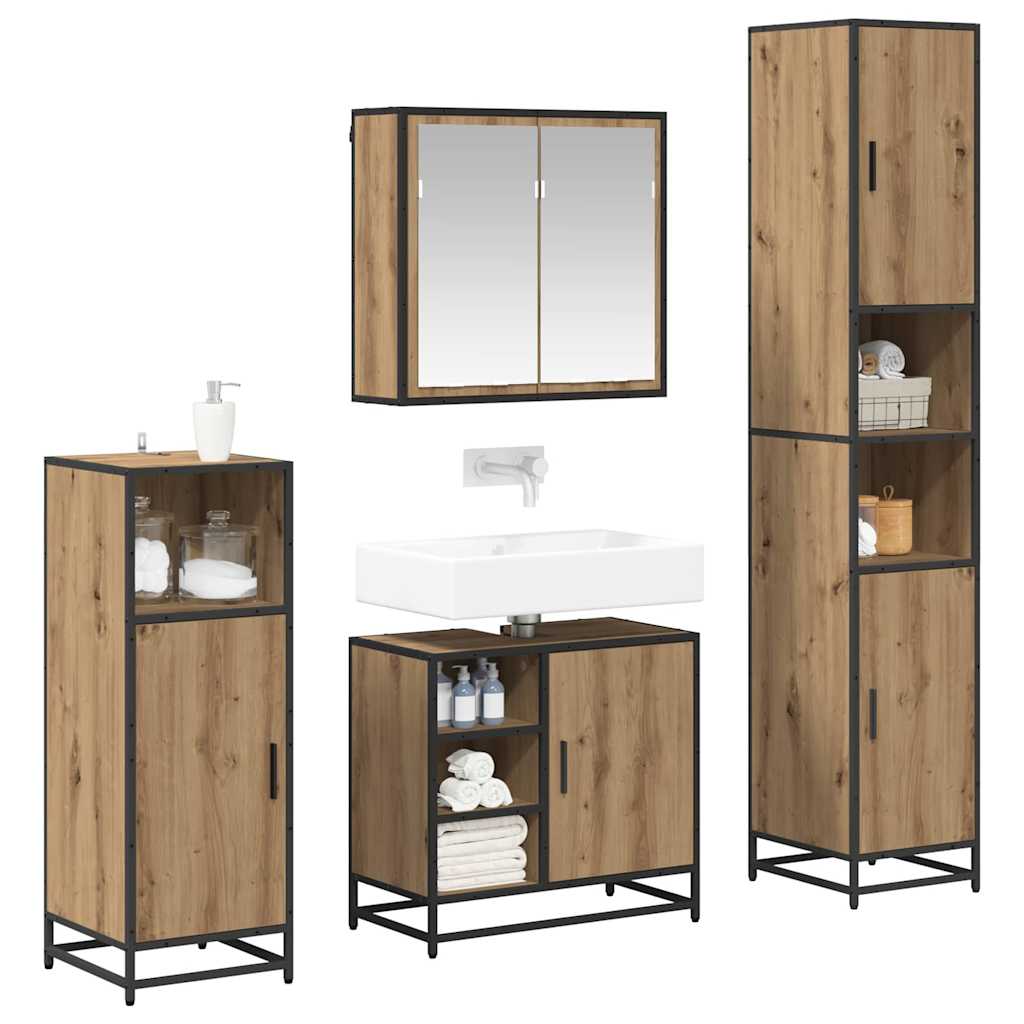 Badezimmermöbel-Set mit Regal 4 pcs Artisan-Eiche Holzwerkstoff