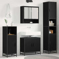 Badezimmermöbel-Set 4 pcs Schwarz Eichen-Optik Holzwerkstoff