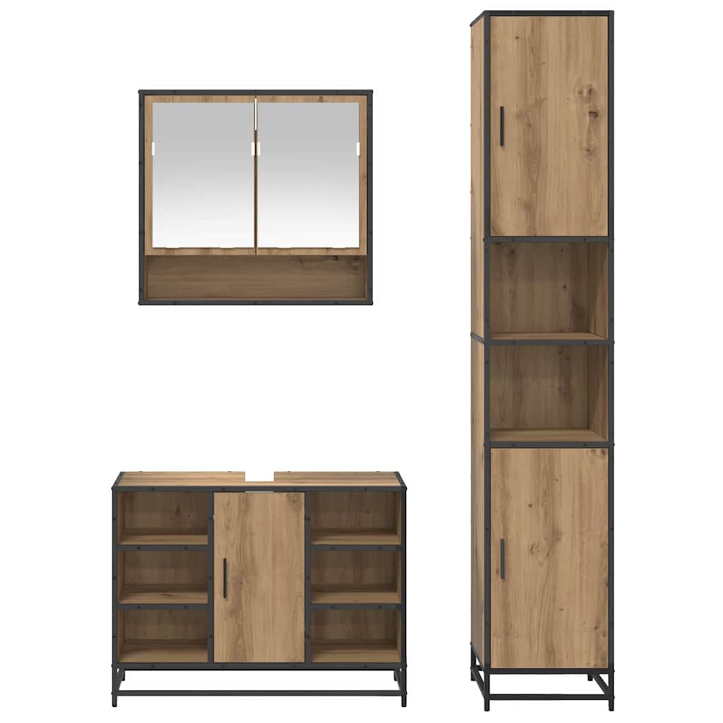 Badezimmermöbel-Set mit Regal 3 pcs Artisan-Eiche Holzwerkstoff