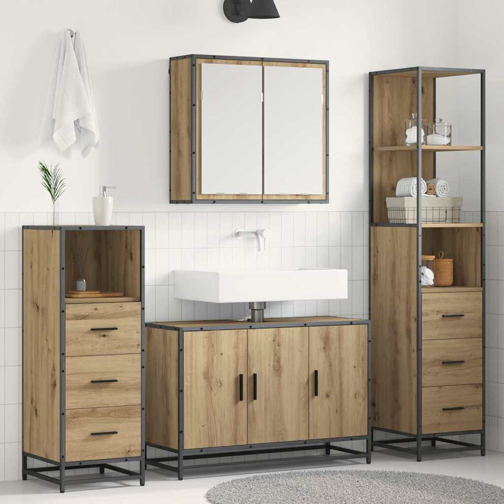 Badezimmermöbel-Set mit Regal 4 pcs Artisan-Eiche Holzwerkstoff