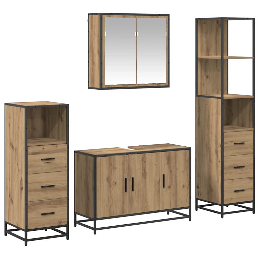 Badezimmermöbel-Set mit Regal 4 pcs Artisan-Eiche Holzwerkstoff