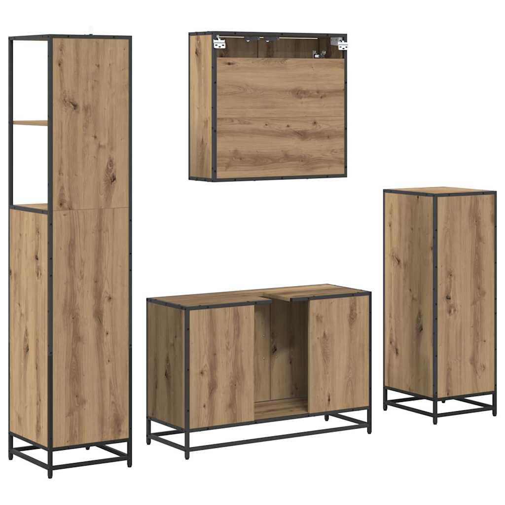 Badezimmermöbel-Set mit Regal 4 pcs Artisan-Eiche Holzwerkstoff