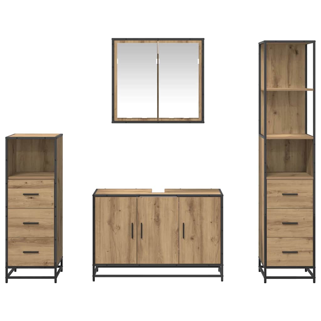 Badezimmermöbel-Set mit Regal 4 pcs Artisan-Eiche Holzwerkstoff
