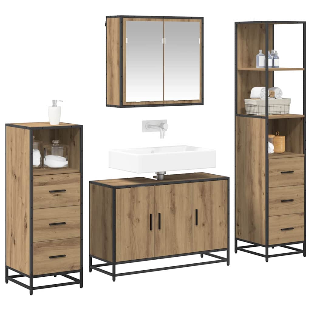 Badezimmermöbel-Set mit Regal 4 pcs Artisan-Eiche Holzwerkstoff