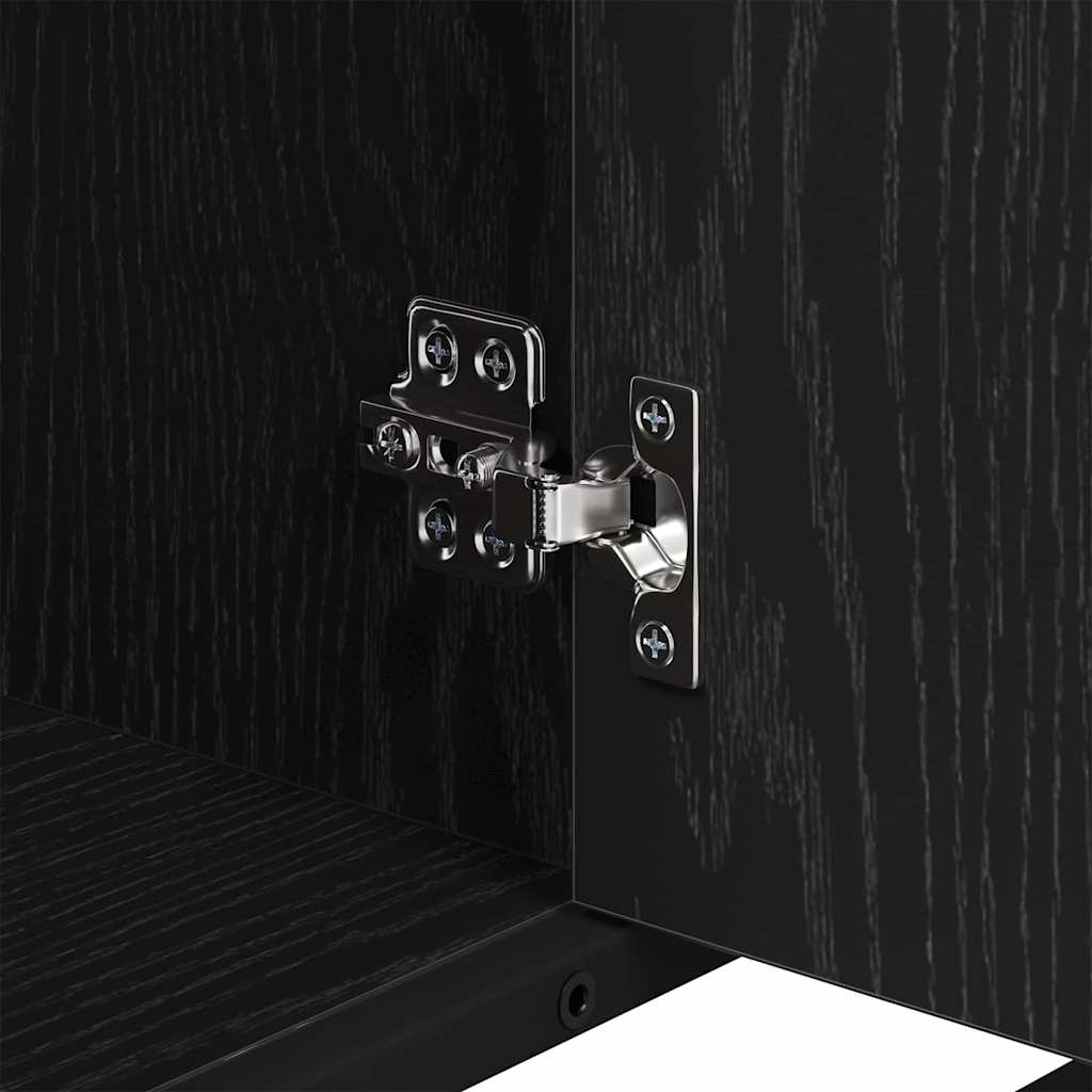 Badezimmermöbel-Set 3 pcs Schwarz Eichen-Optik Holzwerkstoff