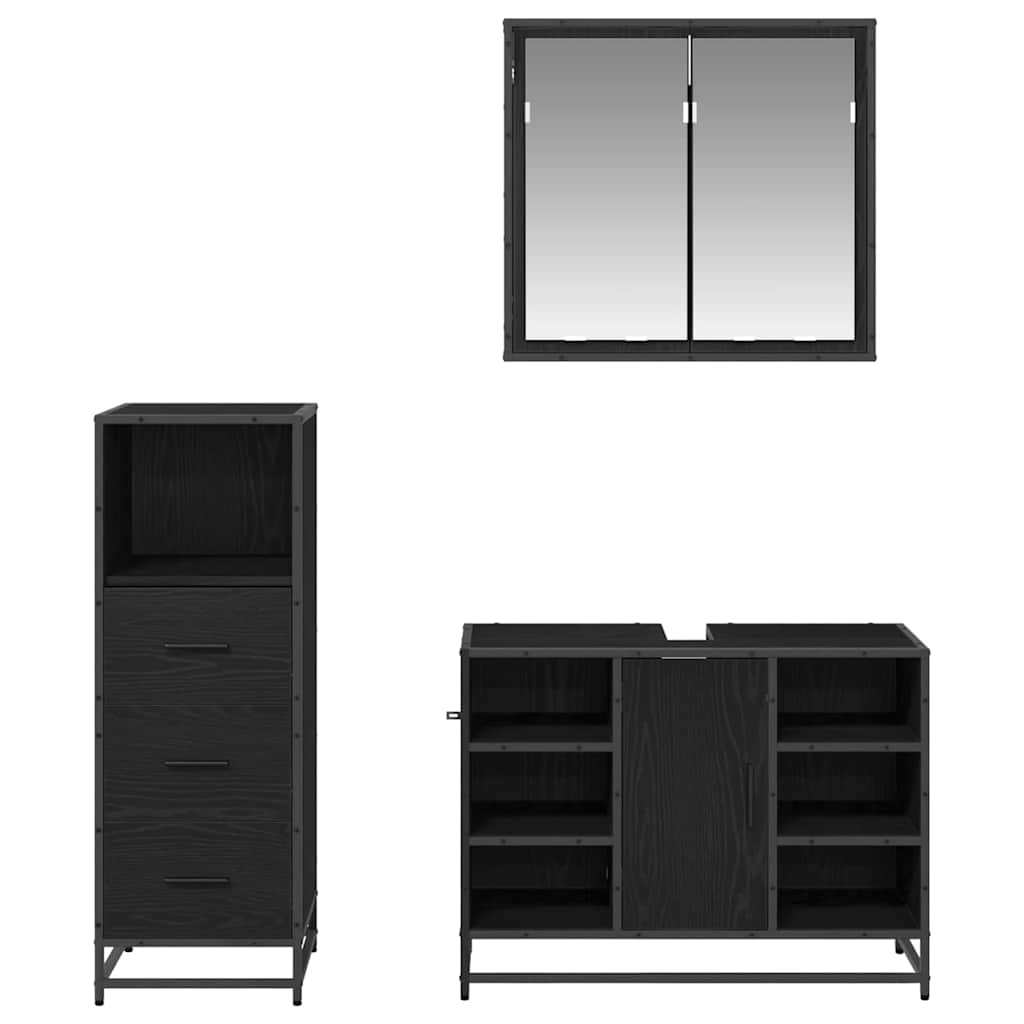 Badezimmermöbel-Set mit Schubladen 3 pcs Altholz Holzwerkstoff