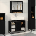 Badezimmermöbel-Set 2 pcs Schwarz Eichen-Optik Holzwerkstoff