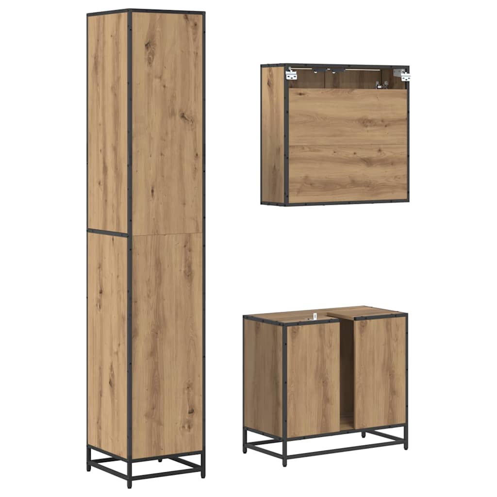 Badezimmermöbel-Set mit Regal 3 pcs Artisan-Eiche Holzwerkstoff