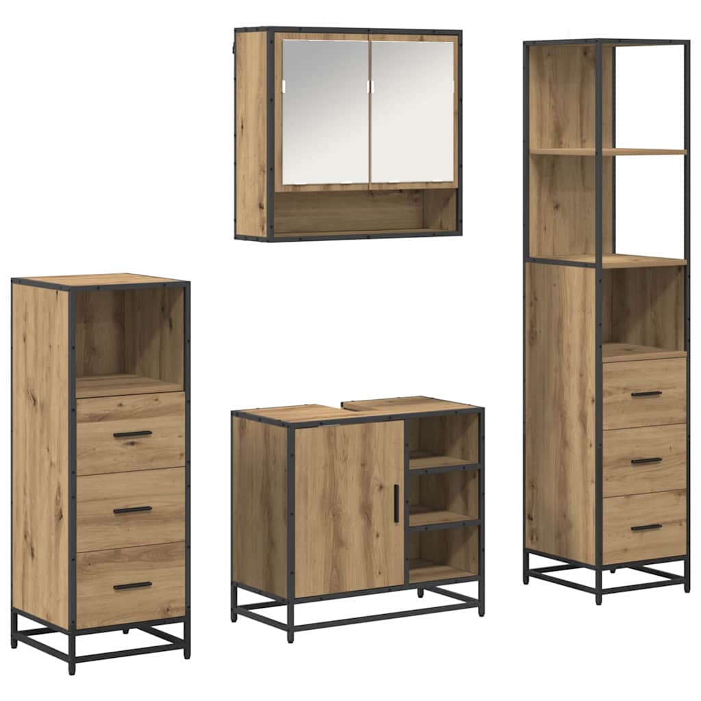 Badezimmermöbel-Set mit Regal 4 pcs Artisan-Eiche Holzwerkstoff