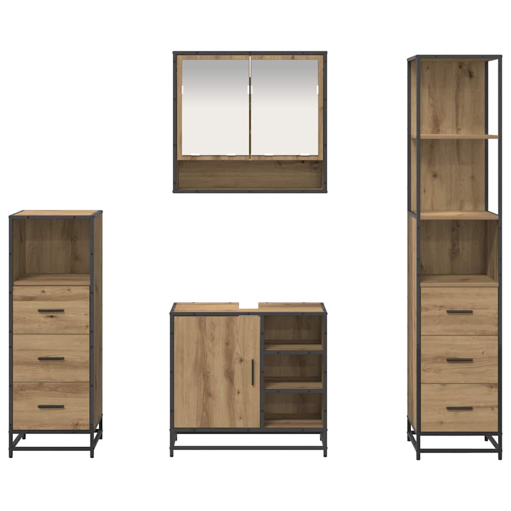 Badezimmermöbel-Set mit Regal 4 pcs Artisan-Eiche Holzwerkstoff