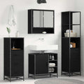 Badezimmermöbel-Set 4 pcs Schwarz Eichen-Optik Holzwerkstoff