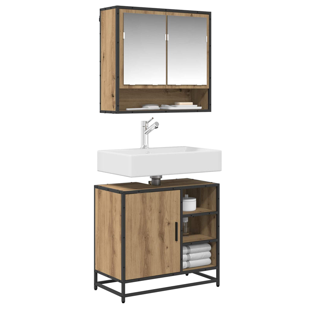 Badezimmermöbel-Set mit Regal 2 pcs Artisan-Eiche Holzwerkstoff