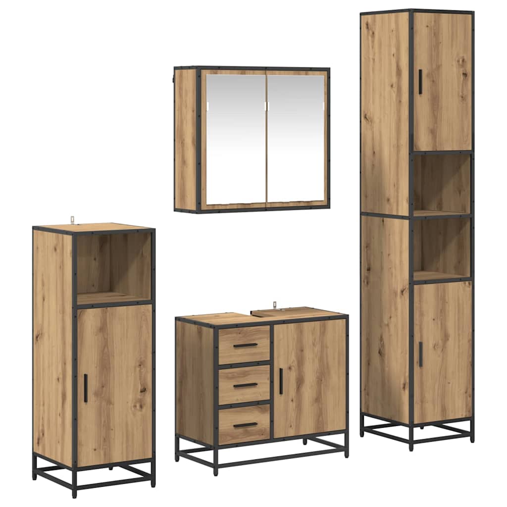 Badezimmermöbel-Set mit Regal 4 pcs Artisan-Eiche Holzwerkstoff