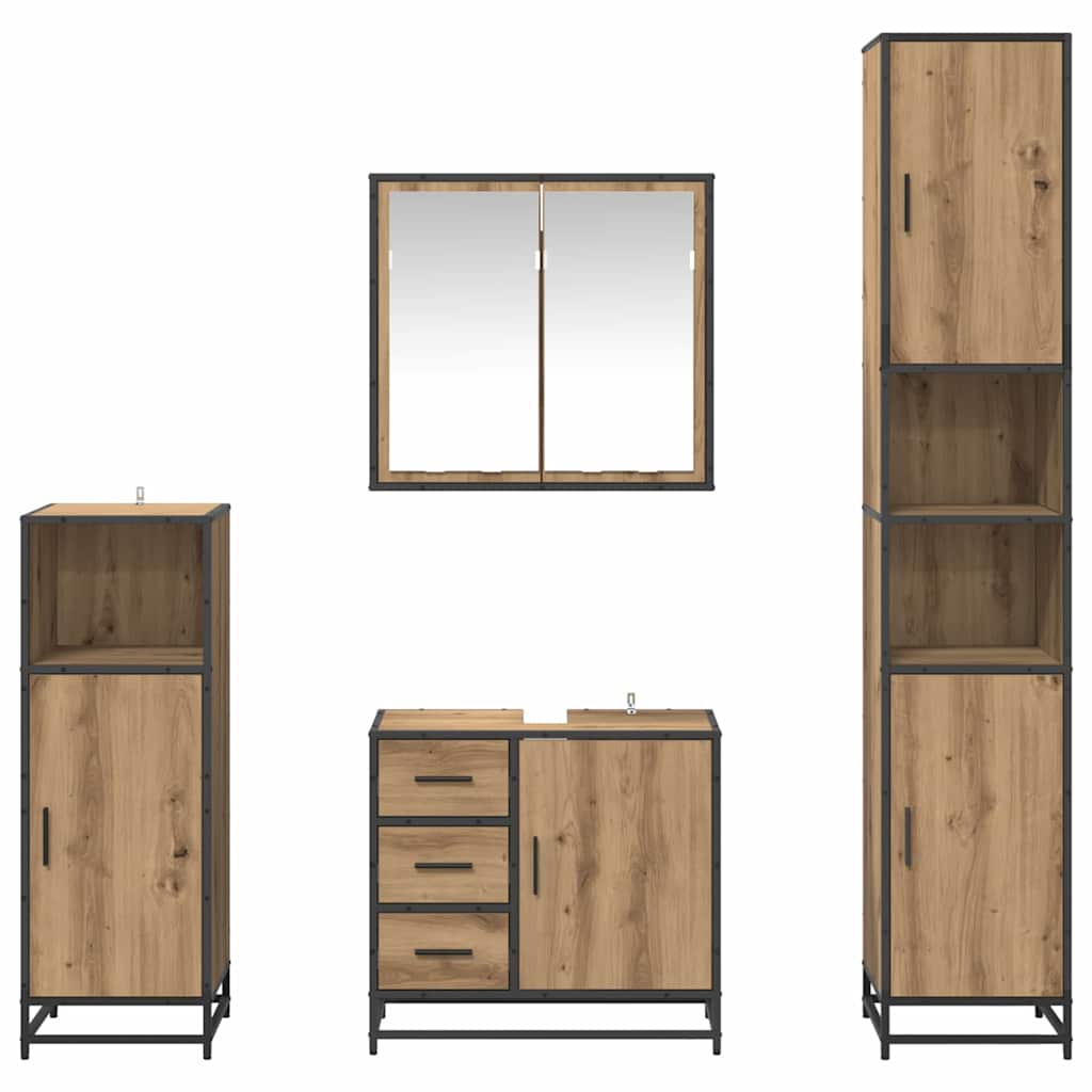 Badezimmermöbel-Set mit Regal 4 pcs Artisan-Eiche Holzwerkstoff