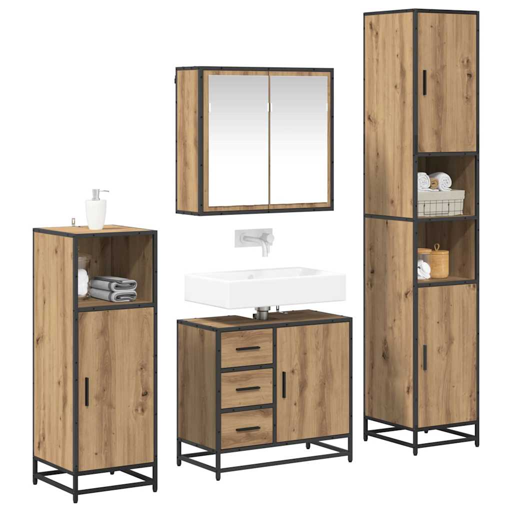 Badezimmermöbel-Set mit Regal 4 pcs Artisan-Eiche Holzwerkstoff