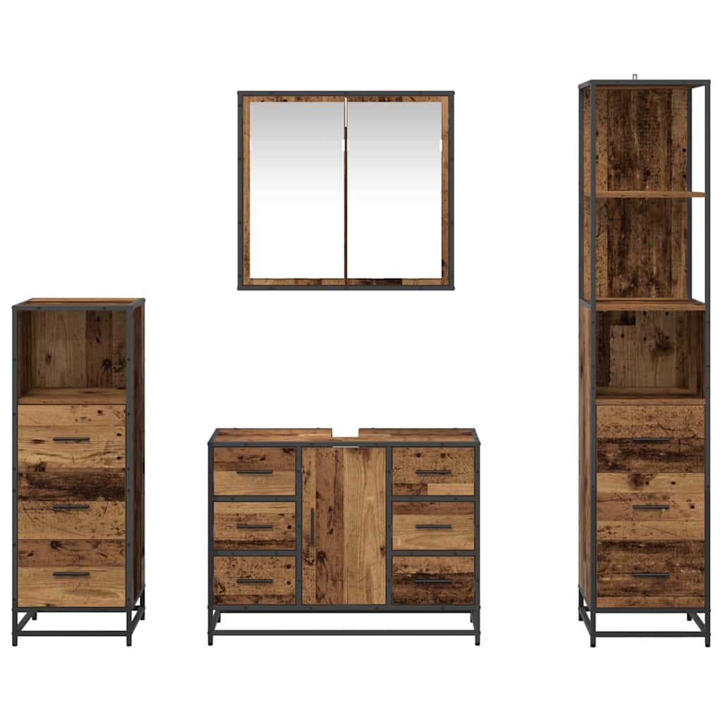 Badezimmermöbel Set mit Schubladen 4 pcs Altholz Holzwerkstoff