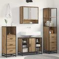Badezimmermöbel-Set mit Regal 3 pcs Artisan-Eiche Holzwerkstoff