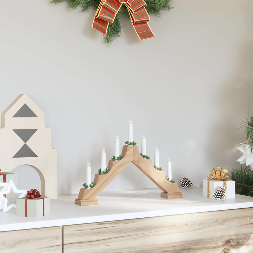 Weihnachtskerzenbrücke mit 7 LEDs Braun 39,5 x 5 x 29 cm
