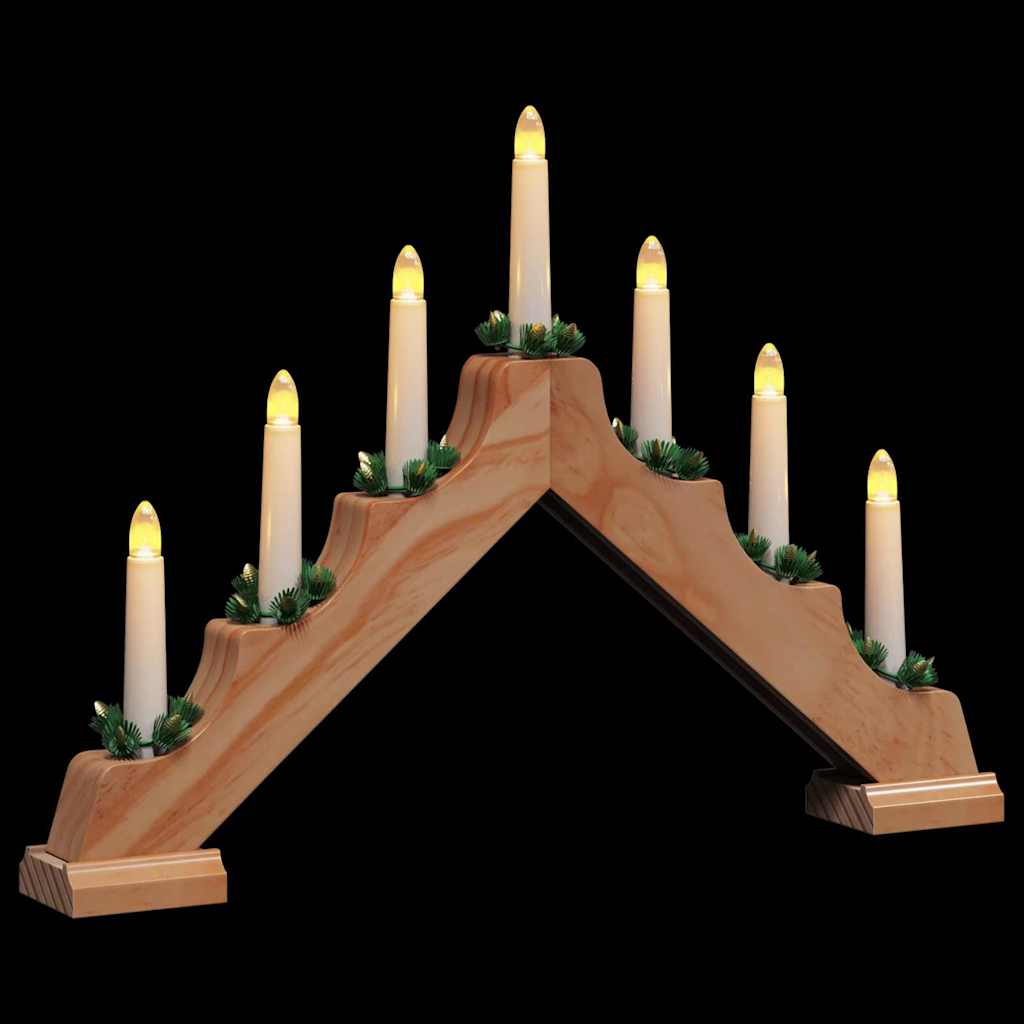 Weihnachtskerzenbrücke mit 7 LEDs Braun 39,5 x 5 x 29 cm