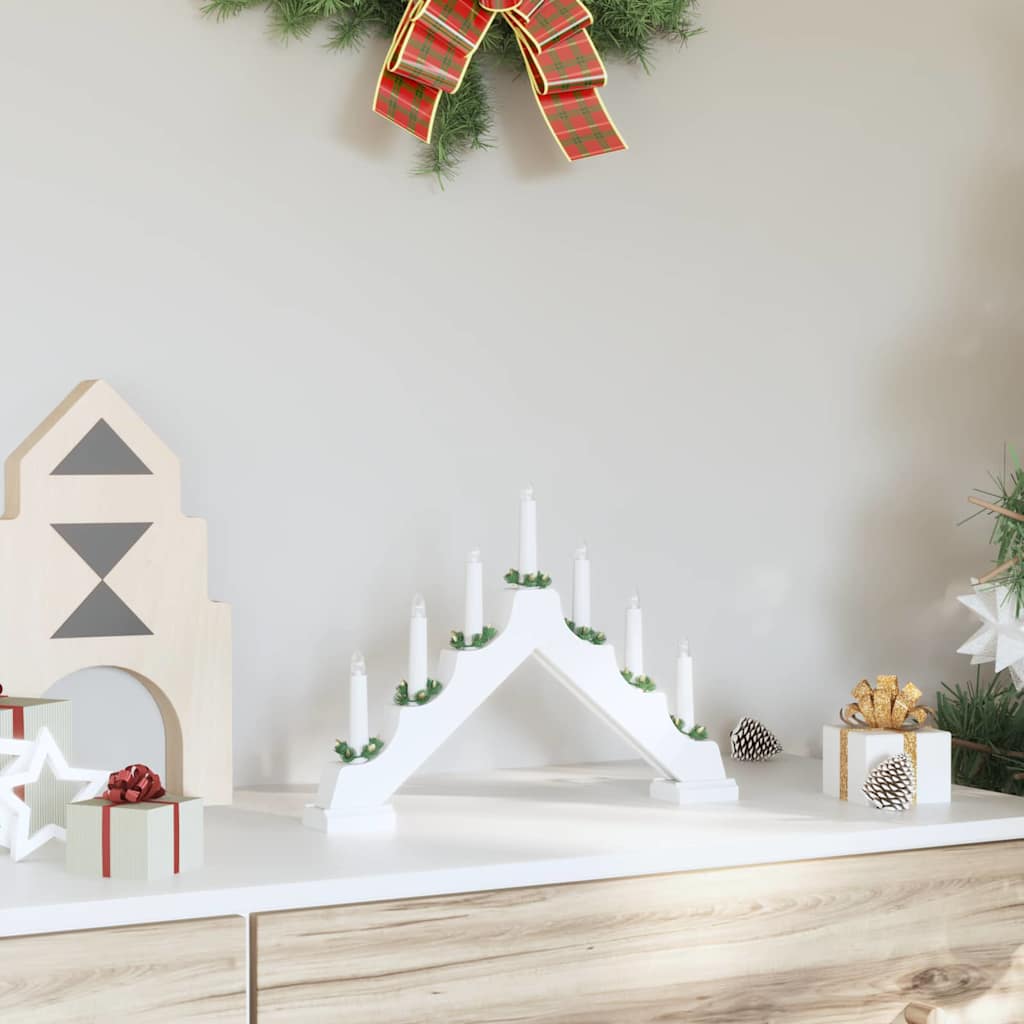 Weihnachtskerzenbrücke mit 7 LEDs Weiß 39,5 x 5 x 29 cm