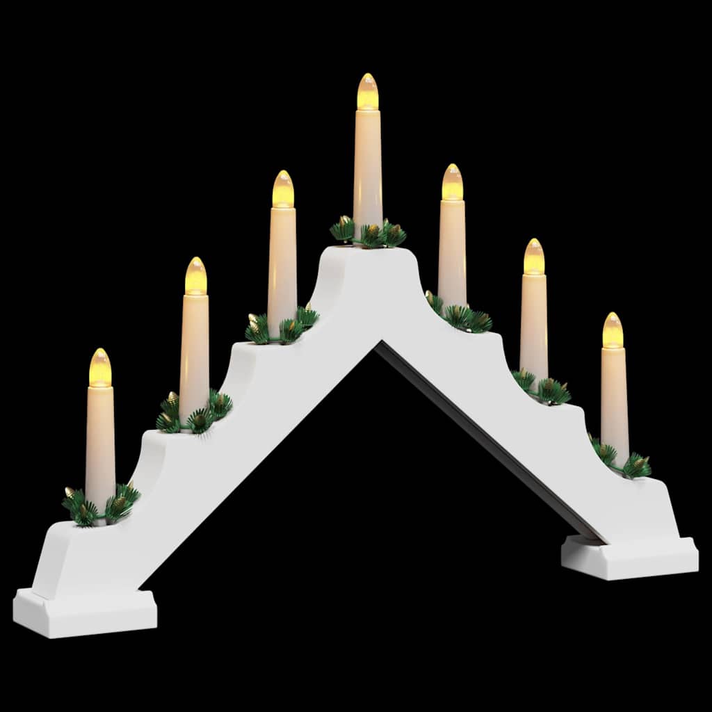 Weihnachtskerzenbrücke mit 7 LEDs Weiß 39,5 x 5 x 29 cm