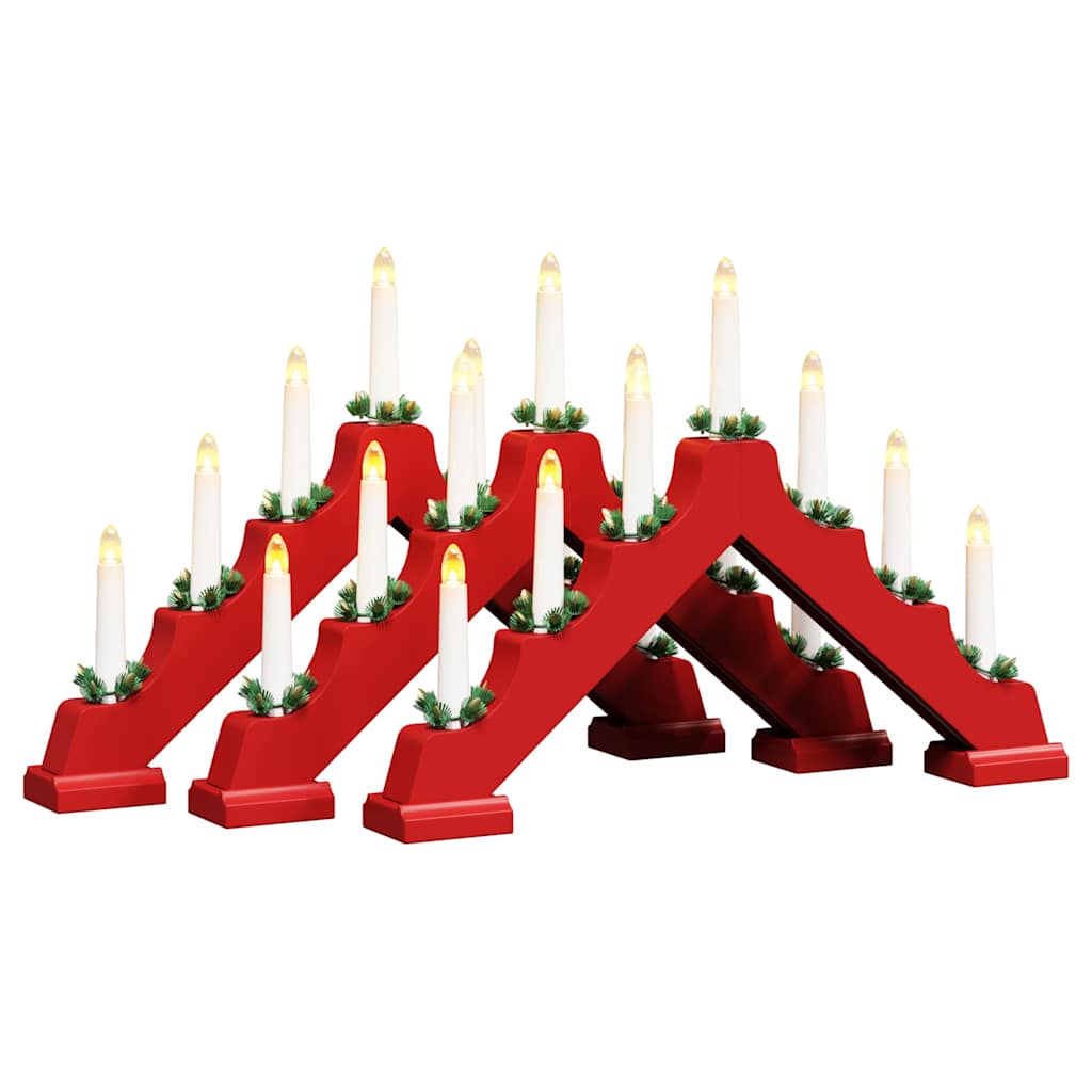 Weihnachtskerzenbrücke mit 7 LEDs 3 pcs Rot 39,5 x 5 x 29 cm