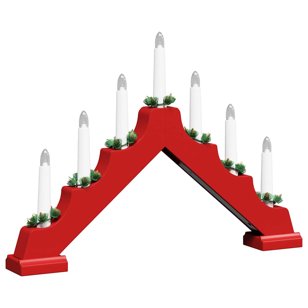 Weihnachtskerzenbrücke mit 7 LEDs 3 pcs Rot 39,5 x 5 x 29 cm