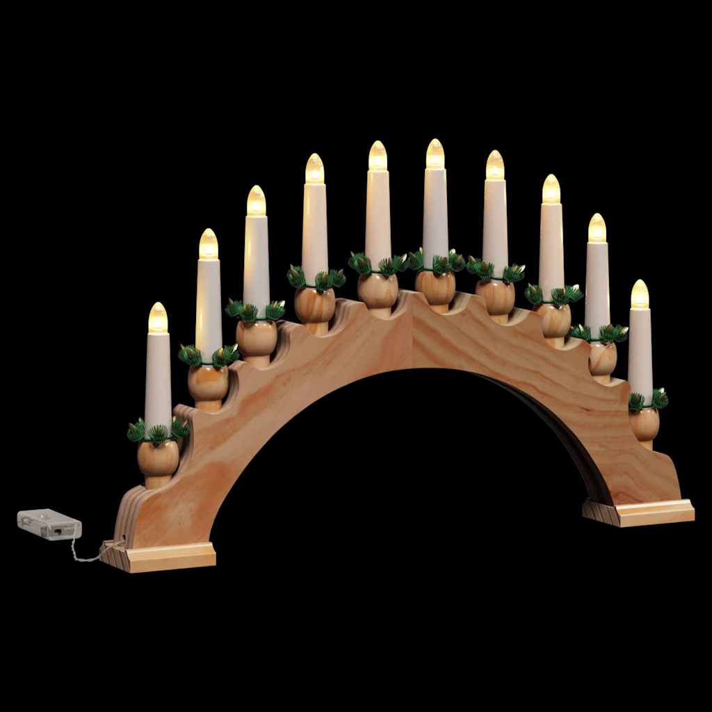 Weihnachtskerzenbogen mit 10 LED Kerzen Braun 47 x 5 x 29 cm