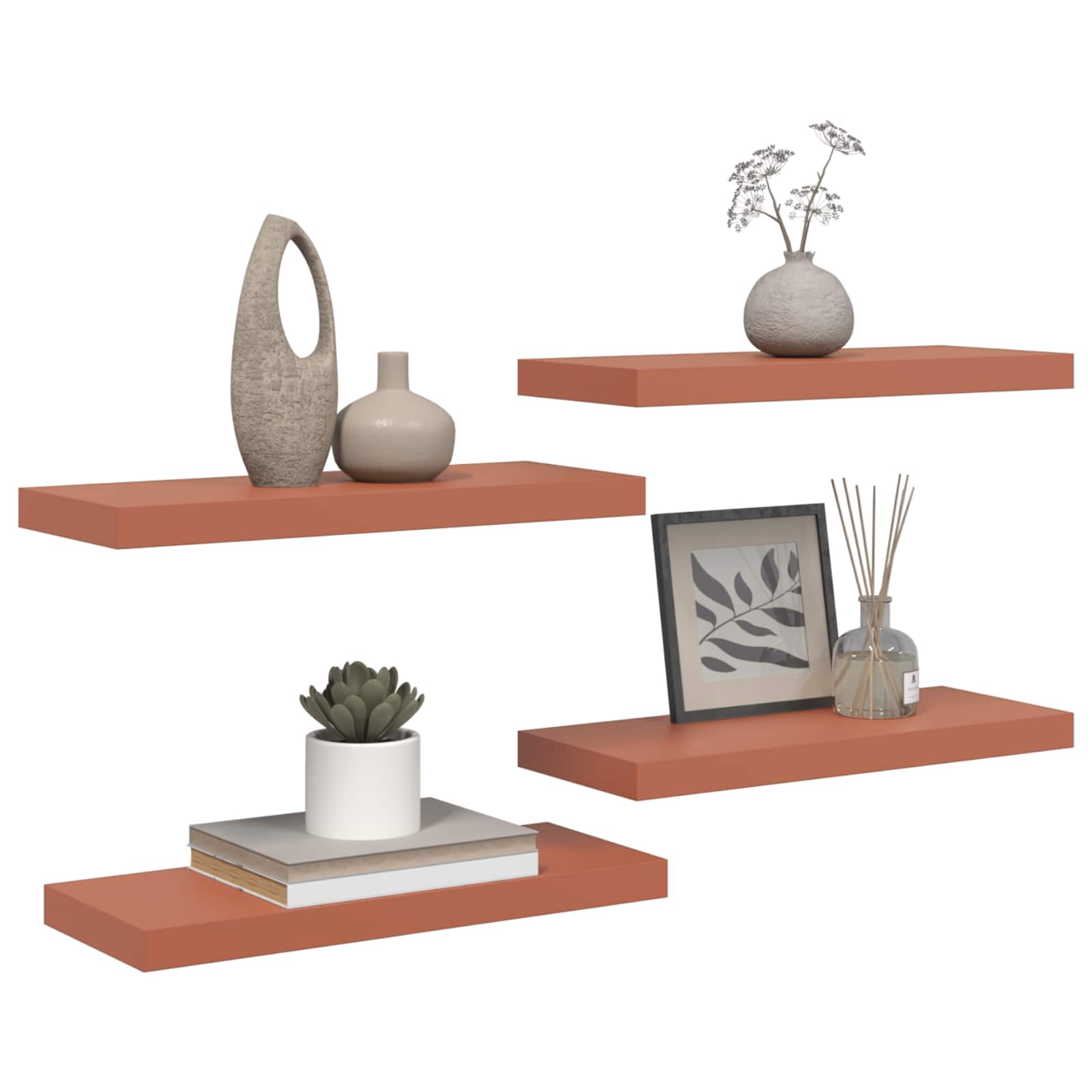 Wandregal Wandmontiert 4 pcs Rot 60 x 23 x 4 cm Holzwerkstoff