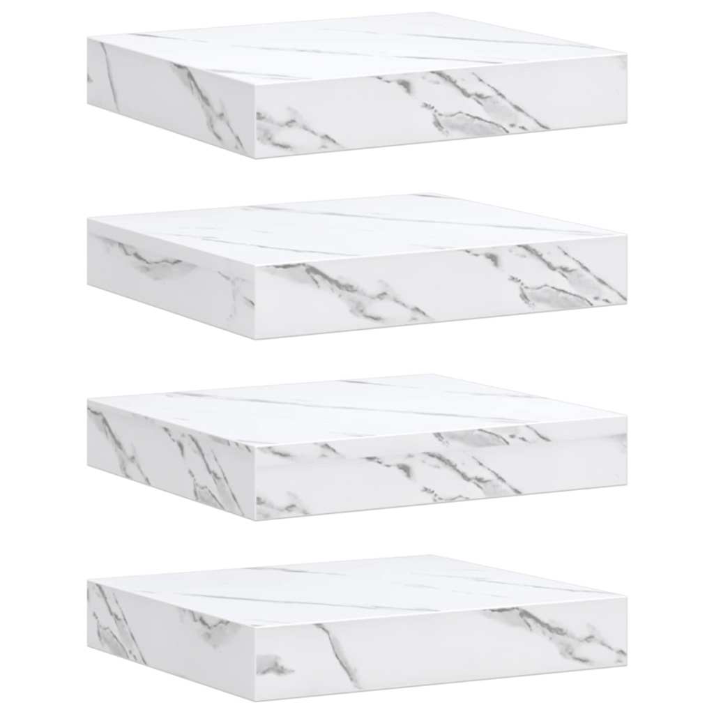 Wandregal 4 pcs Weiß Marmor 23 x 23,5 x 4 cm Holzwerkstoff