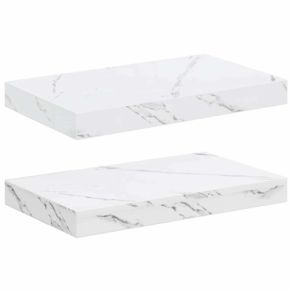 Wandregal 2 pcs Weiß Marmor 40 x 23,5 x 4 cm Holzwerkstoff
