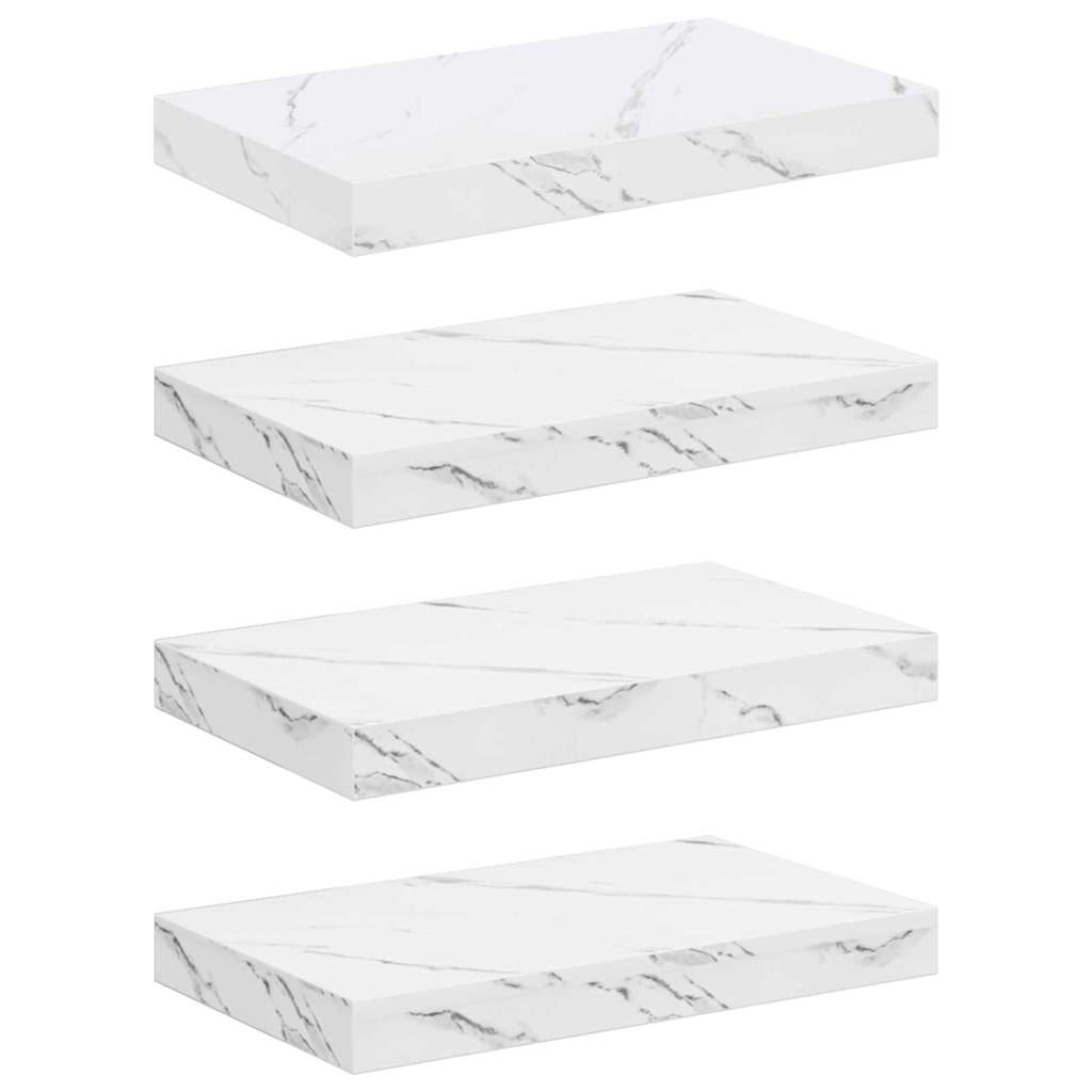 Wandregal 4 pcs Weiß Marmor 40 x 23,5 x 4 cm Holzwerkstoff