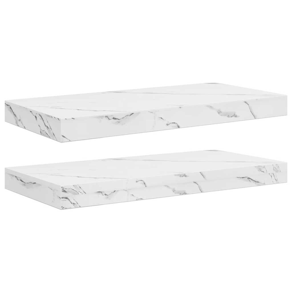 Wandregal 2 pcs Weiß Marmor 50 x 23,5 x 4 cm Holzwerkstoff