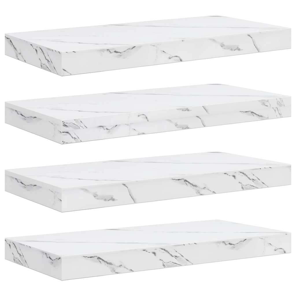 Wandregal 4 pcs Weiß Marmor 50 x 23,5 x 4 cm Holzwerkstoff