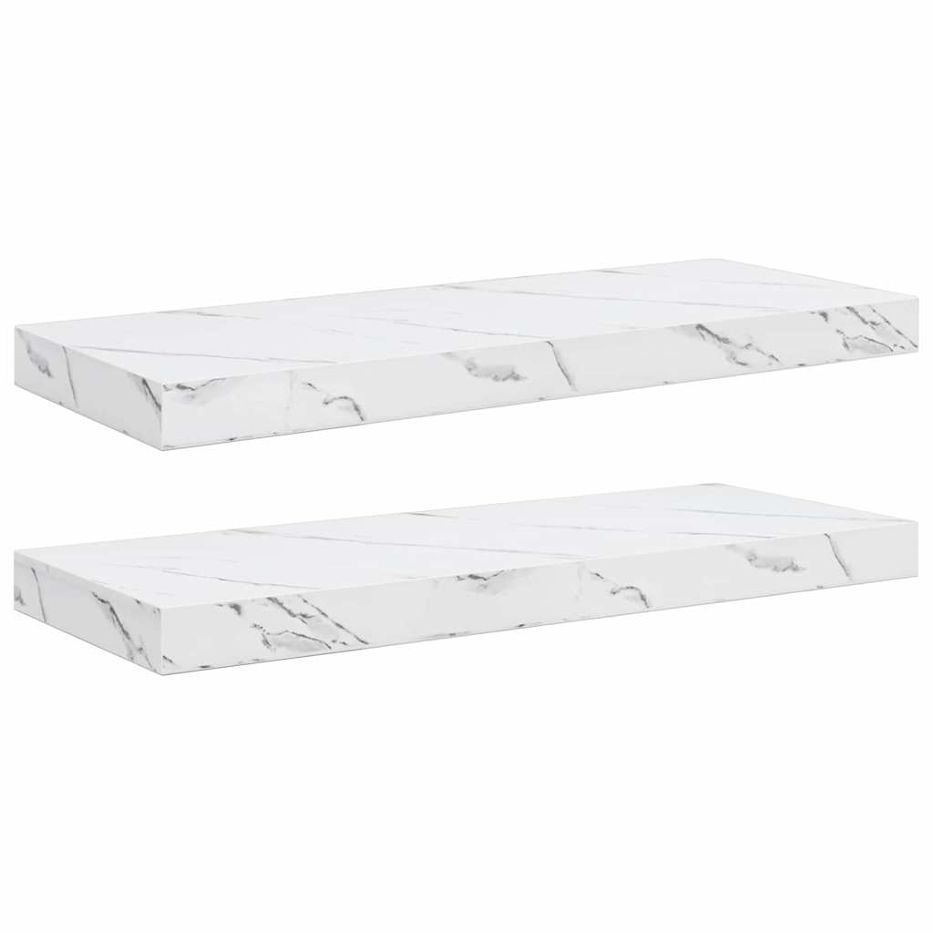 Wandregal 2 pcs Weiß Marmor 60 x 23,5 x 4 cm Holzwerkstoff