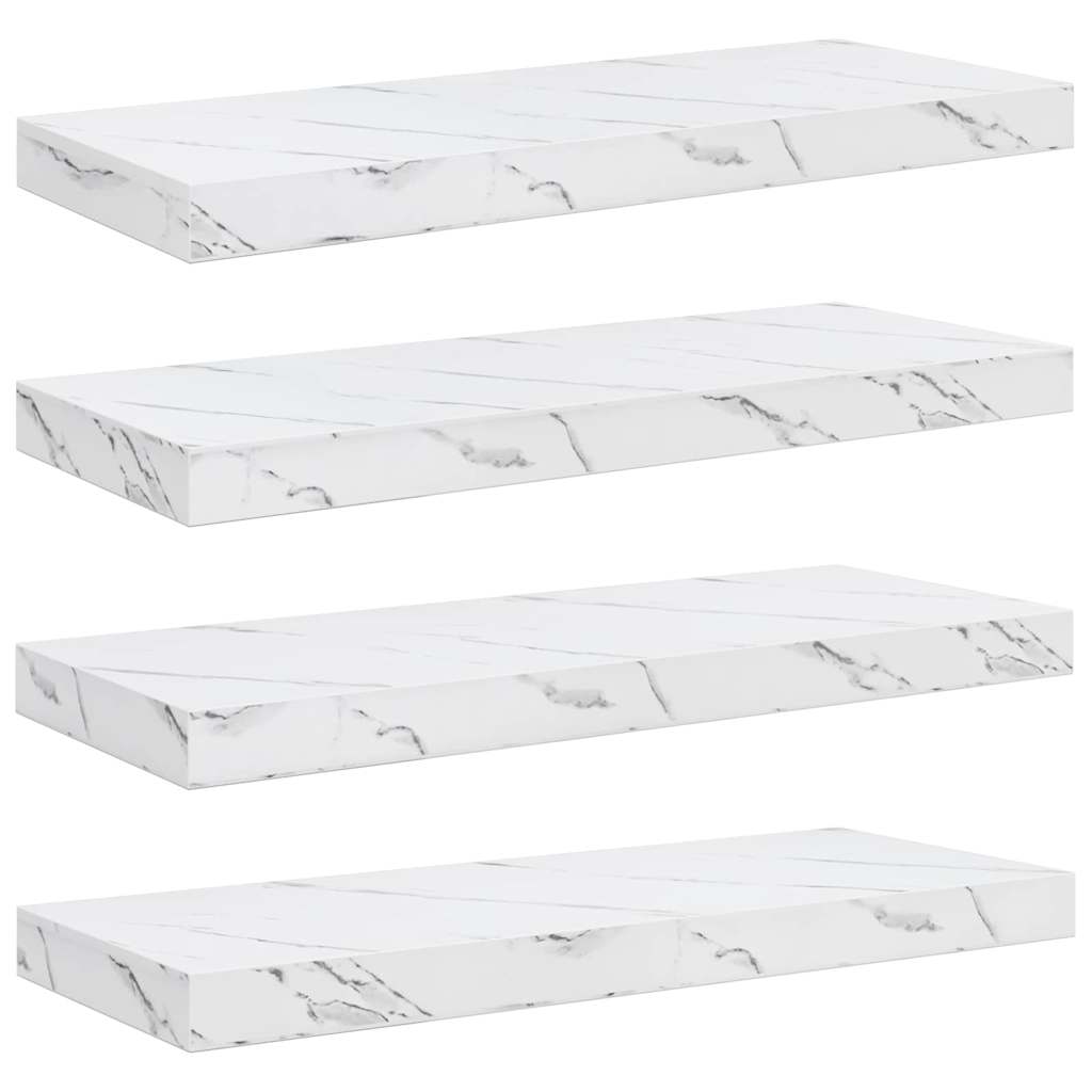 Wandregal 4 pcs Weiß Marmor 60 x 23 x 4 cm Holzwerkstoff