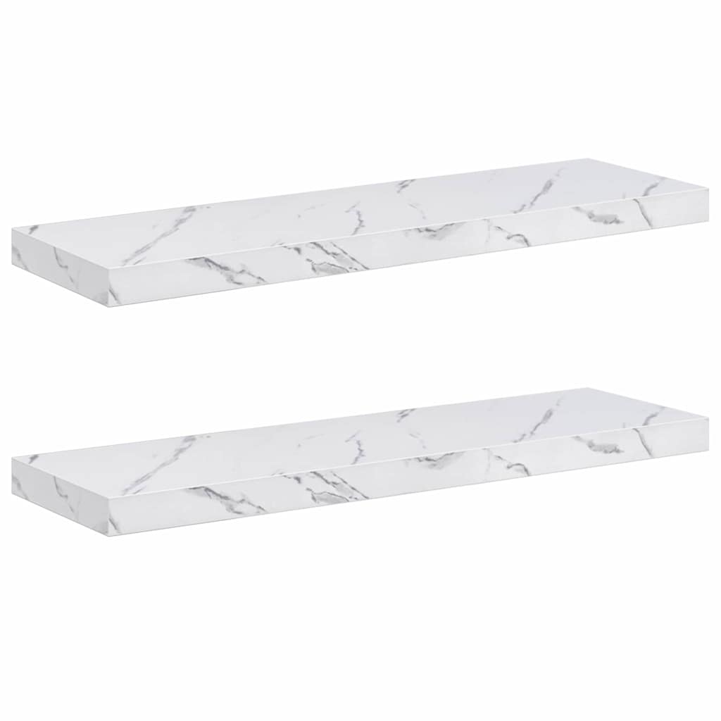 Wandregal 2 pcs Weiß Marmor 80 x 23,5 x 4 cm Holzwerkstoff