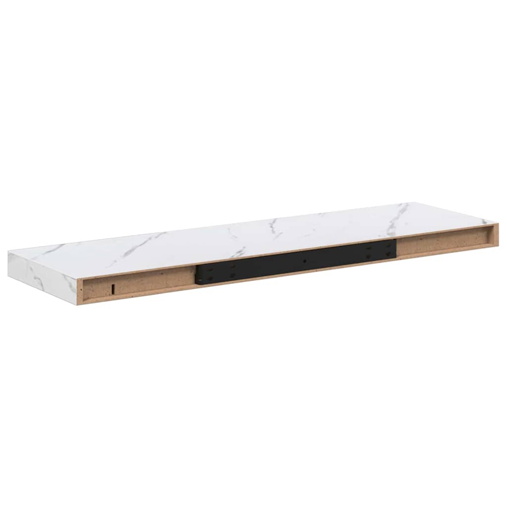 Wandregal 2 pcs Weiß Marmor 90 x 23,5 x 4 cm Holzwerkstoff