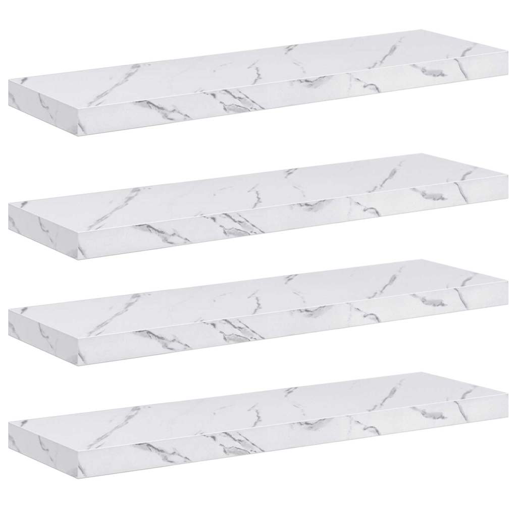 Wandregal 4 pcs Weiß Marmor 90 x 23,5 x 4 cm Holzwerkstoff