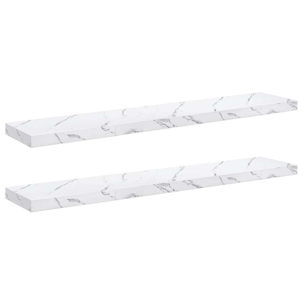 Wandregal 2 pcs Weiß Marmor 120 x 23,5 x 4 cm Holzwerkstoff