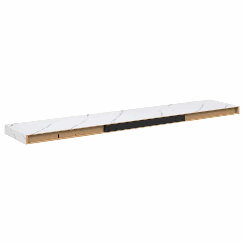 Wandregal 2 pcs Weiß Marmor 120 x 23,5 x 4 cm Holzwerkstoff